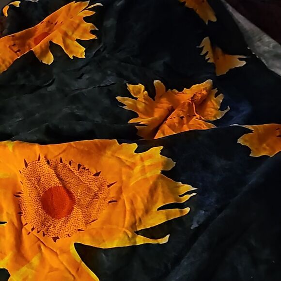 KOKO KNOT Beachy Swim Suit Cover-Up Blue with Orange/Yellow Flowers Print Sarong - Picture 5 of 7